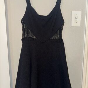 Elegant Black Dress with Lace Detail